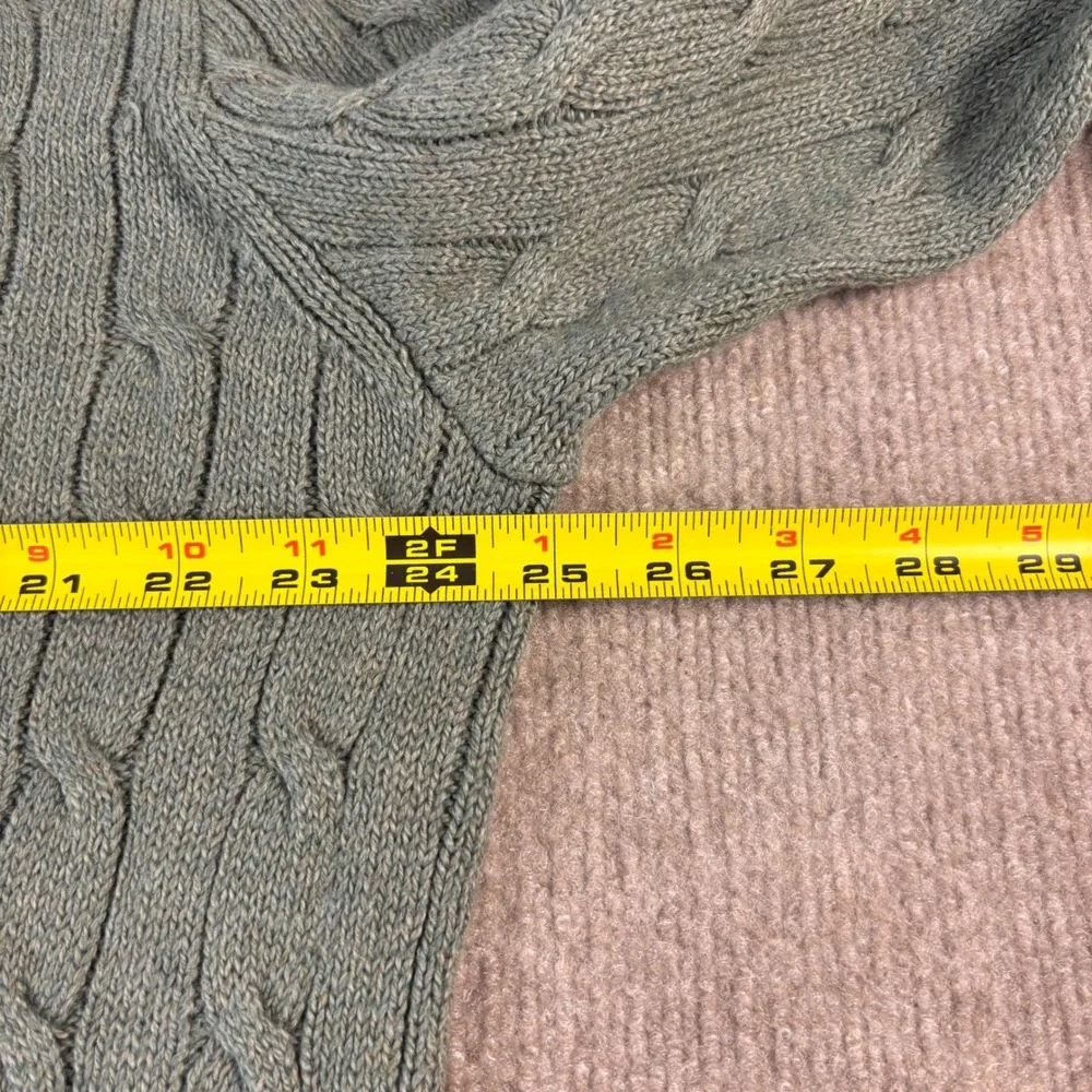 Polo Ralph Lauren Mens XXL Green Cable Knit 1/4 Zip Cotton Sweater Sage Heather